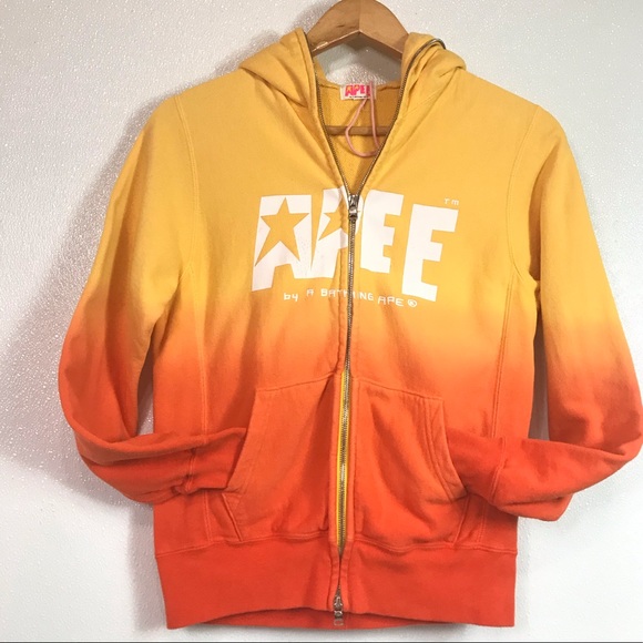Bape Tops - APEE BY A BATHING APE YELLOW/ORANGE HOODIE  SZ S.